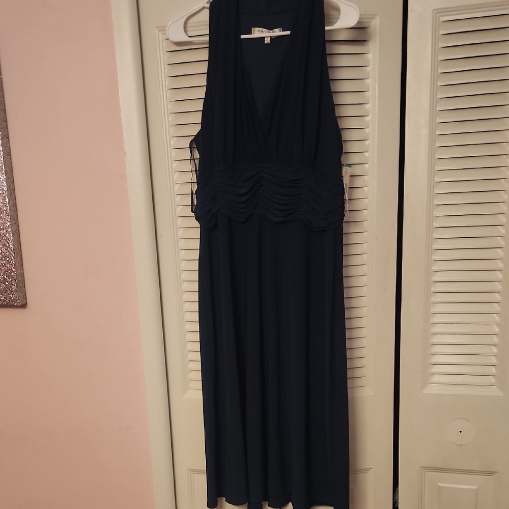 Blue Sleeveless Halter Maxi Dress for Cocktail